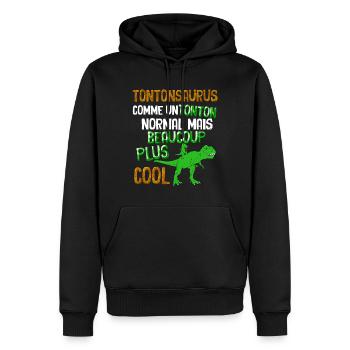 Tonton Dinosaure Annonce Naissance Neveux - Sweat à capuche Premium bio Homme - noir - Devant - Nico (187cm)