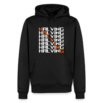 Bitcoin Halving - Men’s Premium Organic Hoodie - black - Front - Nico (187cm)