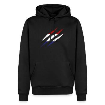 Netherlands flag scratch mark scratches Amsterdam NL - Men’s Premium Organic Hoodie - black - Front - Nico (187cm)