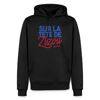 Sur la tête de Zizou - Sweat à capuche Premium bio Homme - noir - Devant - Nico (187cm)