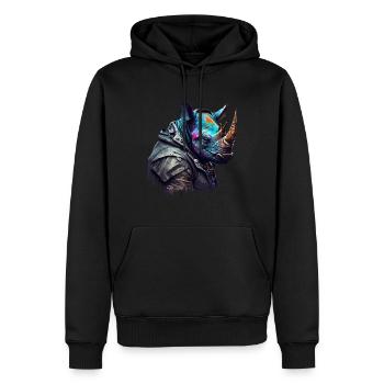 CS Rhino, animal de la collection Cyber Squad - Sweat à capuche Premium bio Homme - noir - Devant - Nico (187cm)