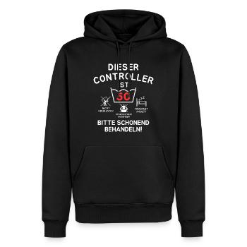 Dieser Controller ist 50. Schonend behandeln - Männer Premium Bio Hoodie - Schwarz - Vorne - Nico (187cm)