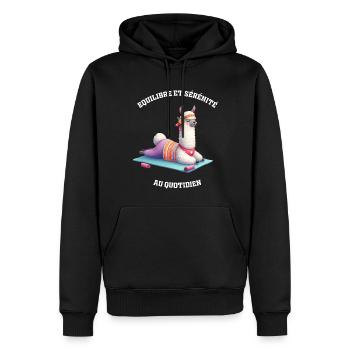 Lama Yoga - Equilibre et sérénité au quotidien - Sweat à capuche Premium bio Homme - noir - Devant - Nico (187cm)