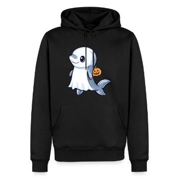 Delfin Halloween Comic Geist - Männer Premium Bio Hoodie - Schwarz - Vorne - Nico (187cm)
