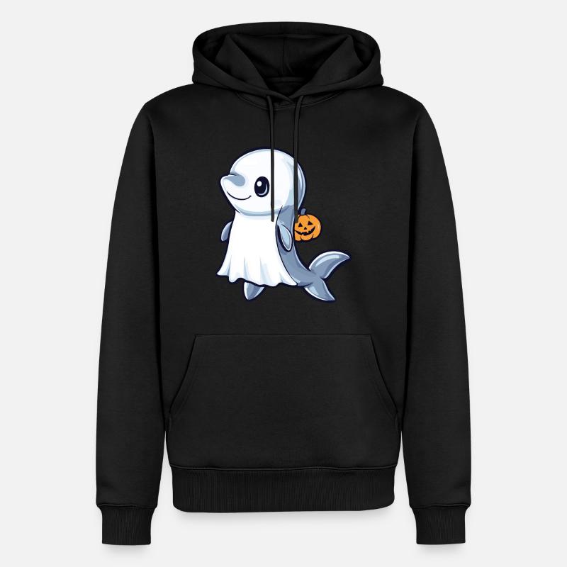 Dolphin Halloween Comic Ghost - Men’s Premium Organic Hoodie - black