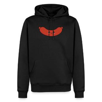 cute smiling sausage, süße lächelnde wurst - Männer Premium Bio Hoodie - Schwarz - Vorne - Nico (187cm)