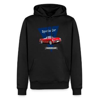 Voiture de sport américaine - Sweat à capuche Premium bio Homme - noir - Devant - Nico (187cm)