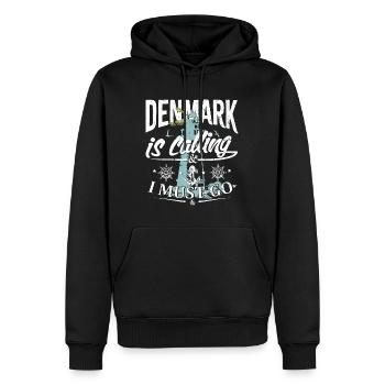 Le Danemark appelle et je dois y aller - Danemark - Sweat à capuche Premium bio Homme - noir - Devant - Nico (187cm)