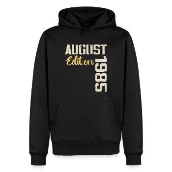 Anniversaire Août 1985 - Edition Limitée Août 1985 - Sweat à capuche Premium bio Homme - noir - Devant - Nico (187cm)