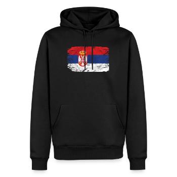 Serbia Flag - Vintage Look - Männer Premium Bio Hoodie - Schwarz - Vorne - Nico (187cm)