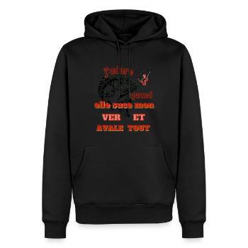 j'adore quand elle suce mon ver et avale tout. - Sweat à capuche Premium bio Homme - noir - Devant - Nico (187cm)