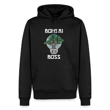 Bonsai Baum Meditation Geschenk - Männer Premium Bio Hoodie - Schwarz - Vorne - Nico (187cm)