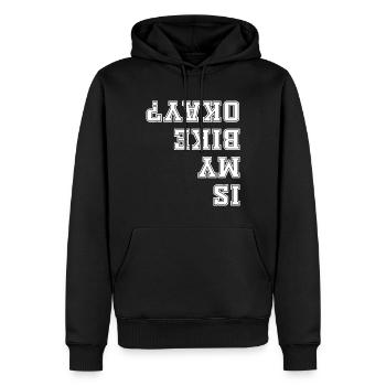is my bike okay - verkehrt geschrieben - Männer Premium Bio Hoodie - Schwarz - Vorne - Nico (187cm)