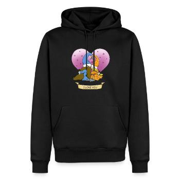 Zwergen Pärchen für Valentinstag und Liebende - EN - Männer Premium Bio Hoodie - Schwarz - Vorne - Nico (187cm)