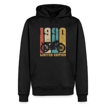 Vintage Moto 1990 Rétro Cadeau D'anniversaire - Sweat à capuche Premium bio Homme - noir - Devant - Nico (187cm)
