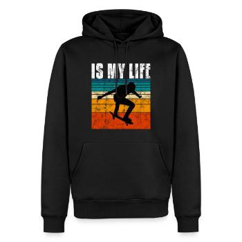 Skate is my life Skateboard Skateboarding Gift - Men’s Premium Organic Hoodie - black - Front - Nico (187cm)