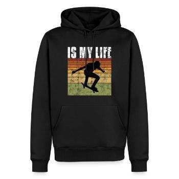 Skate is my life Skateboard Skateboarding Gift - Men’s Premium Organic Hoodie - black - Front - Nico (187cm)