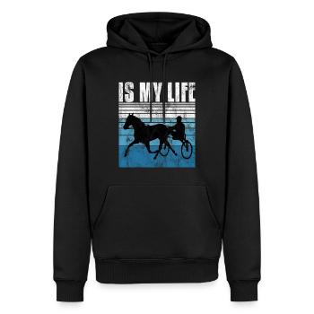 Is my life Trabreiter Trabrennen Trabreiten Retro - Männer Premium Bio Hoodie - Schwarz - Vorne - Nico (187cm)