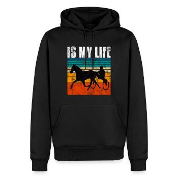Is my life Trabreiter Trabrennen Trabreiten Retro - Männer Premium Bio Hoodie - Schwarz - Vorne - Nico (187cm)