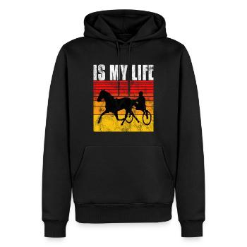 Ma vie est-elle Trabreiter Trabrennen Trabreiten Retro - Sweat à capuche Premium bio Homme - noir - Devant - Nico (187cm)
