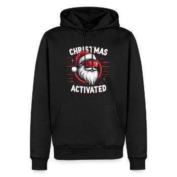 Christmas Mode - Weihnachtsmann mit Skibrille - Männer Premium Bio Hoodie - Schwarz - Vorne - Nico (187cm)