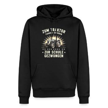 Traktor-Herzschlag - Bauern-Witz - Männer Premium Bio Hoodie - Schwarz - Vorne - Nico (187cm)