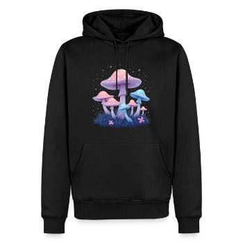 Magische Pilze - Mystische Waldkunst - Männer Premium Bio Hoodie - Schwarz - Vorne - Nico (187cm)