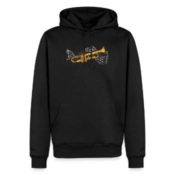 Trompette - Sweat à capuche Premium bio Homme - noir - Devant - Nico (187cm)