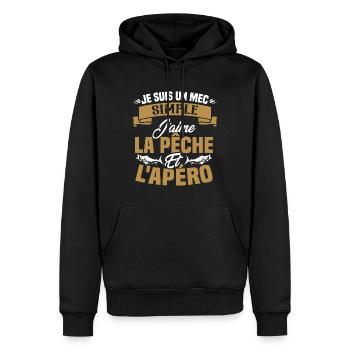 Je suis un mec simple j'aime la pêche et l'apéro - Sweat à capuche Premium bio Homme - noir - Devant - Nico (187cm)