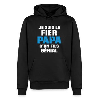 Je suis le fier papa d'un fils génial - Sweat à capuche Premium bio Homme - noir - Devant - Nico (187cm)