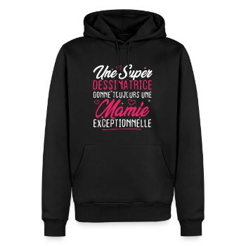 Dessinatrice donne toujours mamie exceptionnelle - Sweat à capuche Premium bio Homme - noir - Devant - Nico (187cm)