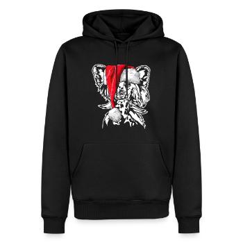 Père Noël chinois Chien à crête Signes de Noël - Sweat à capuche Premium bio Homme - noir - Devant - Nico (187cm)
