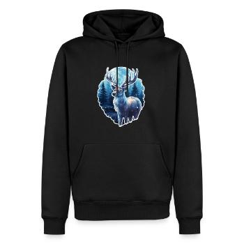 Chevreuil en hiver - Sweat à capuche Premium bio Homme - noir - Devant - Nico (187cm)