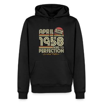 Avril 1958 Naissance Anniversaire Vintage Rétro - Sweat à capuche Premium bio Homme - noir - Devant - Nico (187cm)