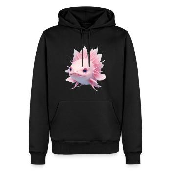 Axolotl Kawaii - Sweat à capuche Premium bio Homme - noir - Devant - Nico (187cm)