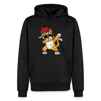 Retro Vintage Grunge Style Dabbing Dab Katze - Männer Premium Bio Hoodie - Schwarz - Vorne - Nico (187cm)