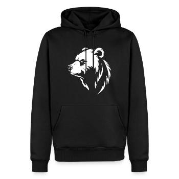 Bär - Männer Premium Bio Hoodie - Schwarz - Vorne - Nico (187cm)