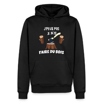 Ma Hache Mon Bois Mon Plaisir - Sweat à capuche Premium bio Homme - noir - Devant - Nico (187cm)