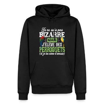 Perroquet Oiseau Perruche Ara Conure Cadeau Humour - Sweat à capuche Premium bio Homme - noir - Devant - Nico (187cm)