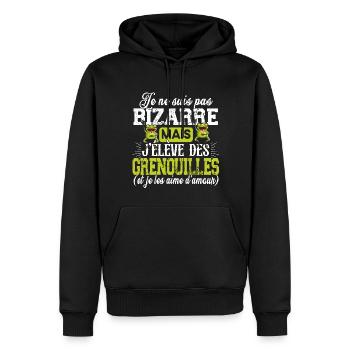 Grenouille Amphibien Cadeau Humour Étang Rainette - Sweat à capuche Premium bio Homme - noir - Devant - Nico (187cm)