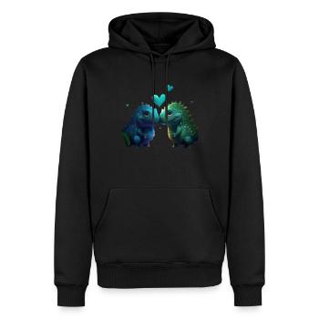 Dino Donosaurier Süß T-rex Love - Männer Premium Bio Hoodie - Schwarz - Vorne - Nico (187cm)