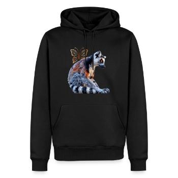 Lémuriens - Sweat à capuche Premium bio Homme - noir - Devant - Nico (187cm)