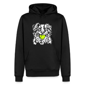 Australian Shepherd Ball Ball Junkie Dogs Wilsigns - Men’s Premium Organic Hoodie - black - Front - Nico (187cm)