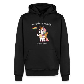 Licorne Wanderlust avec drapeau arc-en-ciel - Sweat à capuche Premium bio Homme - noir - Devant - Nico (187cm)
