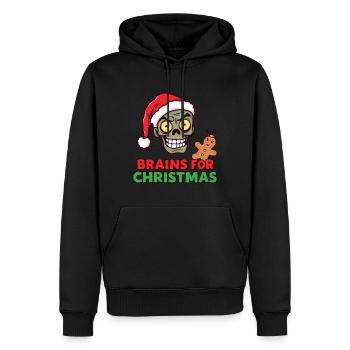 Christmas Zombie - Brains for Christmas - Men’s Premium Organic Hoodie - black - Front - Nico (187cm)