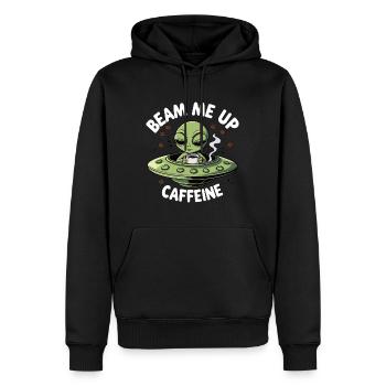 Beam Me Up : Alien avec du café - Sweat à capuche Premium bio Homme - noir - Devant - Nico (187cm)