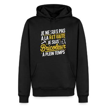 Bricoleur retraite paa qui déchire Cadeau Retraite - Sweat à capuche Premium bio Homme - noir - Devant - Nico (187cm)
