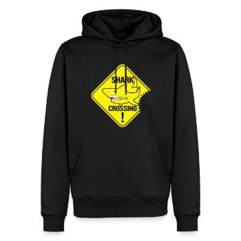Shark Crossing Warnzeichen - Männer Premium Bio Hoodie - Schwarz - Vorne - Nico (187cm)