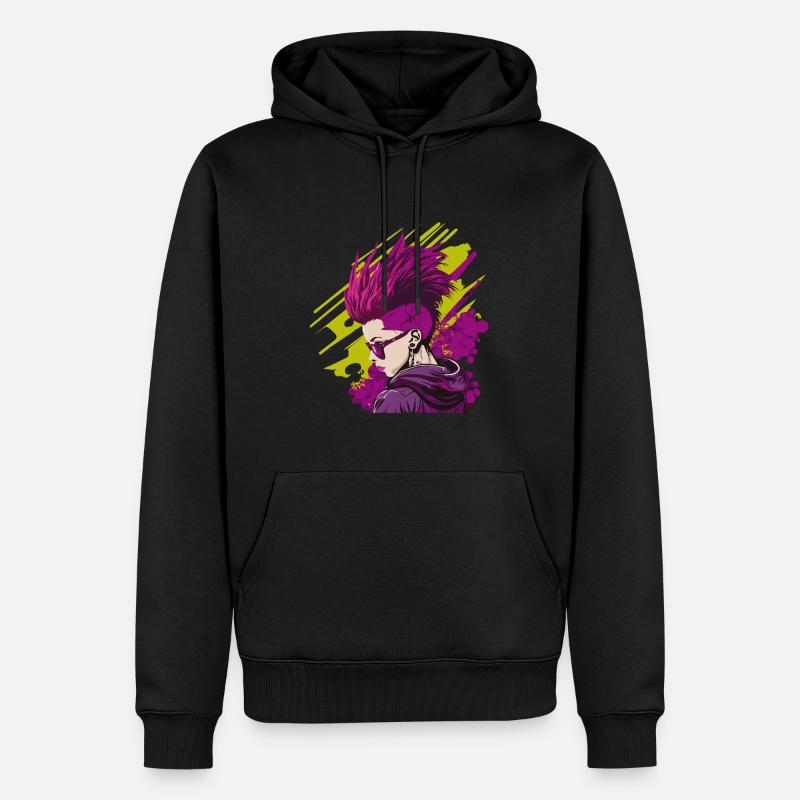 Neon Punk - Sweat à capuche Premium bio Homme - noir