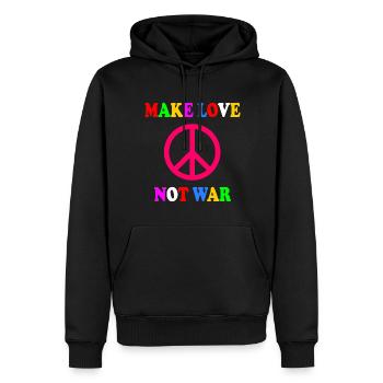 Make love not war - Männer Premium Bio Hoodie - Schwarz - Vorne - Nico (187cm)
